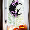 Miniatyrbild 7 av 11: Halvmånekrans med Ljus, Halloweenkransar för Entrédörren C