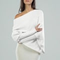 Miniatyrbild 4 av 8: Damernas Batwing Överdimensionerade Tröjor Asymmetriska Off Shoulder Båthals Wrap Tunika Toppar Grey XL