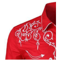 Miniatyrbild 3 av 5: Herrar Western Cowboy Skjorta Mode Slank Passform Design Red 3 L