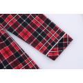 Miniatyrbild 8 av 9: Mjukt Silke Långärmad Dam Plaid Skjorta Pyjamas Red 1 M