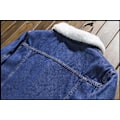 Miniatyrbillede 7 af 10: Mænds Lapel Sherpa Fleeceforet Tyk Denim Jean Trucker Jakke Frakker Dark Blue M