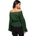 Miniatyrbilde 4 av 5: Kvinners stroppeløs langærmet V-hals ruffle skjorte Green 2XL