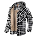 Miniatyrbillede 1 af 10: Mænds Flanneljakke Løstsiddende Plaid Sherpaforet Flannelskjorte Trykknapper Varme Vinterjakker Lommer Grey M