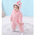 Miniatyrbillede 2 af 6: Nyfødt Baby Jumpsuit med Hætte Fleece Rompers Langærmede Onesies Udetøj Outfits Pink 100