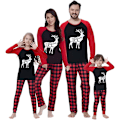 Miniatyrbillede 1 af 8: Julepyjamas med Sød Hjorteprint - Langærmet PJS Sæt Dad 4XL