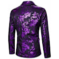 Miniatyrbild 3 av 4: Herrar Floral Smokingjacka Paisley Sjal Krage Kostym Blazer Jacka för Middag Purple 2XL