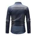 Miniatyrbild 3 av 5: Långärmad jeansskjorta för män dark blue M