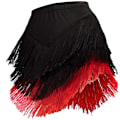 Miniatyrbillede 2 af 3: Kvinders Tassel Latin Danseskørt, Salsa Tango Rumba Dancewear Black Red XL