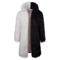 Miniatyrbillede 1 af 5: Mænds Luksuriøs Lang Kunstig Pels Frakke Vinter Fuzzy Fluffy Parka Overfrakke Black white M