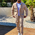Miniatyrbild 6 av 7: Sweatsuits för män Långärmad Casual 2-delad Pink M