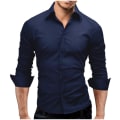Pikkukuva 1 / 5: Miesten Slim Cotton Pitkähihainen Napit-Paita Blue L