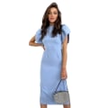 Miniatyrbillede 2 af 8: Dame Temperament Pendler Slid Wrap Hip Mid-Length Skjørt Blue L