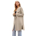 Miniatyrbillede 3 af 5: Dame Lang Uldbluser Cardigan Let Casual Frakke Beige M