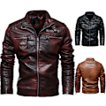 Miniatyrbild 2 av 4: Män brun läder motorcykeljacka red XL