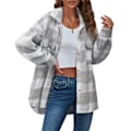Miniatyrbillede 1 af 7: Dametøj Langærmet Casual Plaid Shacket Jakker Skjorter Lapel Tweed Peacoat Grey M