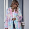 Miniatyrbillede 3 af 5: Dame Fleecejakke Fuzzy Hætte Casual Frakke Cardigan Trøjer med Lommer M