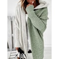 Miniatyrbillede 4 af 6: Dame Langærmet Hættetrøje Strikket Cardigan med Åben Front Green L