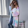 Miniatyrbillede 2 af 5: Dame Fleecejakke Fuzzy Hætte Casual Frakke Cardigan Trøjer med Lommer M