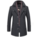 Miniatyrbillede 1 af 2: Mænds Herringbone Tweed Lang Frakkejakke Gery L