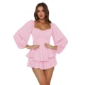 Miniatyrbild 1 av 5: Lanternärm för kvinnor Långärmad Strappy Jumpsuit Pink S