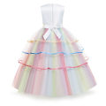 Miniatyrbild 3 av 11: Blomsterflickors klänning Enhörning Regnbåge Pageant Princess Party white 110cm