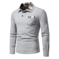 Miniatyrbillede 2 af 9: Mænds Langærmet Plaid Patchwork Lapel Casual Skjorte Gray L