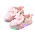 Miniatyrbillede 4 af 5: Lille Pige LED Sko Børn Lysende Sneakers Pink 28