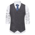 Miniatyrbillede 1 af 10: Mænds Slim Fit Dobbeltbrystet Suit Vest Dark Gray 2XL