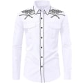 Miniatyrbild 1 av 5: Herrar Western Cowboy Skjorta Mode Slank Passform Design White 1 L
