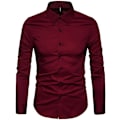 Pikkukuva 2 / 5: Miesten Slim Cotton Pitkähihainen Napit-Paita Red M
