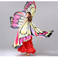 Miniatyrbillede 2 af 5: Mavedans Vinger Fest Farverige Sommerfuglevinger Performance Kostumer Pink
