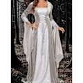 Miniatyrbillede 10 af 10: Deluxe Hexe Kjole Kostume til Kvinder, Vintage Broderet Renaissance Gotisk Hættede Vampyr Kjole Red L