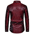 Miniatyrbillede 3 af 4: Mænds Casual Langærmet Lapel Trykt Knapløs Skjorte Red XXL