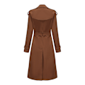 Miniatyrbillede 3 af 6: Dame Trenchcoat Lang Dobbeltbrystet Efterårsmode Klassisk Lapel Slank Overfrakke Brown M