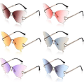Miniatyrbillede 1 af 6: 6 Par Butterfly Rimløse Solbriller Vintage Gradient Ramme Øjne Briller