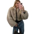 Pikkukuva 1 / 10: Naisten Talvi Ulkovaatteet Tekoturkis Pitkähihainen Crop-Takki Grey XL