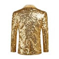 Miniatyrbillede 3 af 7: Mænds Sequin Blazer Glimtende Glitterjakke Skinnende Blomsterjakke Gold L