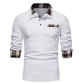 Miniatyrbillede 1 af 10: Mænds Langærmet Plaid Patchwork Lapel Casual Skjorte White L