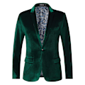 Miniatyrbild 1 av 6: Herr Velvet Blazer Slim-Fit Fashion Solid Suit Jacka Green 3XL