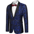 Miniatyrbild 4 av 6: Herrar Blommig Smokingjacka Paisley Sjal Krage Blazer Jacka Blue M
