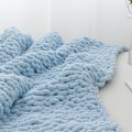 Miniatyrbillede 4 af 5: Tyk Strikket Tæppe, Blødt Strikket Hæklet Tæppe til Sofa Hjemmeindretning White
