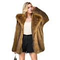 Miniatyrbillede 1 af 8: Dame Fluffy Faux Fur Leopard Åben Front Cardigan Lang Frakke Yderbeklædning Brown M