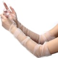 Miniatyrbilde 1 av 8: Lange hansker for kvinner, mesh-tulle hansker White
