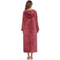 Miniatyrbillede 4 af 5: Dame Zip Up Robe Sweatshirt Robe Lang Hættetrøje Red S