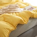 Miniatyrbilde 3 av 5: Pompong-kant Dynetrekk 3-delt Bohemsk Mikrofibersett Yellow Twin-168*228cm