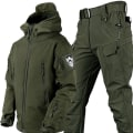 Miniatyrbilde 1 av 2: Jakke og bukse for jakt i kaldt vær, kamuflasje for menn Army Green XXL