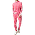 Miniatyrbillede 1 af 5: Mænds 2-delt fuld lynlås Tracksuits Fløjl Sportsdragter pink M