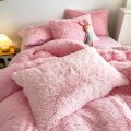 Miniatyrbild 3 av 5: Lyx Ultra Soft Shaggy Crystal Velvet Sängkläder Set 3 delar pink 1.5m