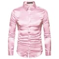 Dansbalskjortor i glänsande satin för män Pink S