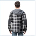 Miniatyrbilde 6 av 10: Hettegenser for menn i flanell, løs rutete, med sherpafôr, trykknapper, varm vinterjakke med lommer Grey 2XL